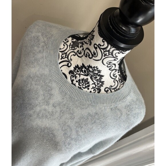 Magaschoni Blue Cashmere Boat Neck Split Hem Sweater Women M Quiet Luxury - Picture 2 of 12